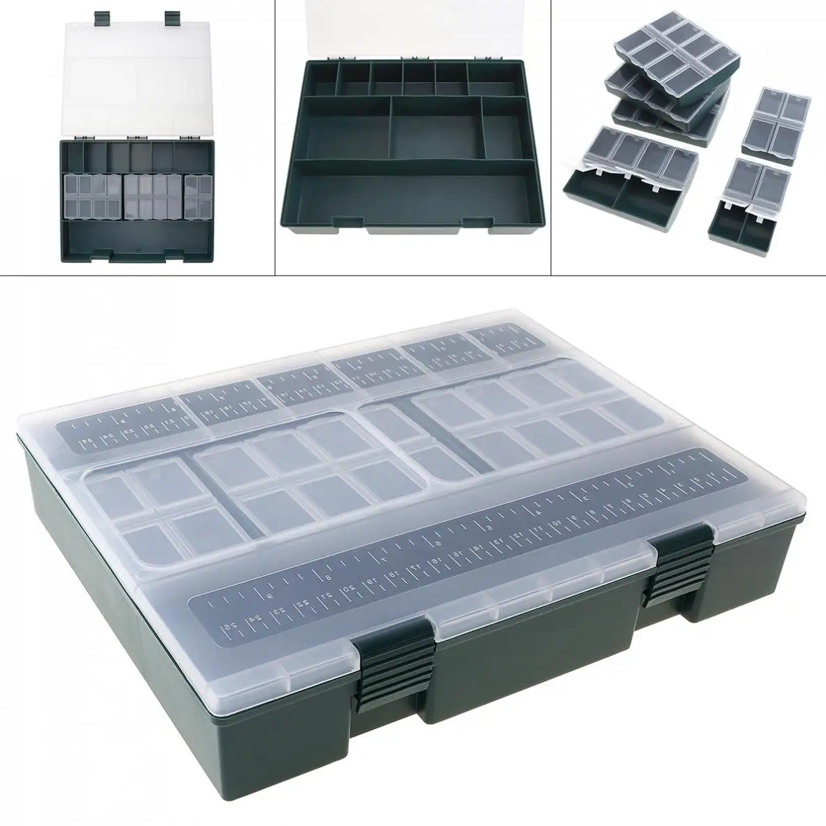

Large Capacity Carp Fishing Tackle Box Built-in 6 Separate Small Storage Box Case with Ruler for Athletics Leisure Carp Fishing