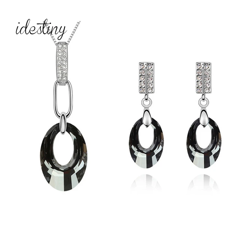 

11.11 Sale Austrian Crystal Statement Necklace Earrings Set Famous Brand Jewelery For Women Wedding Party Luxurious Bijoux Gift