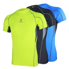 Мужское компрессионное трико базовый слой для бега фитнес бодибилдинга Мужская спортивная короткая одежда с рукавами одежда рубашка Джерси