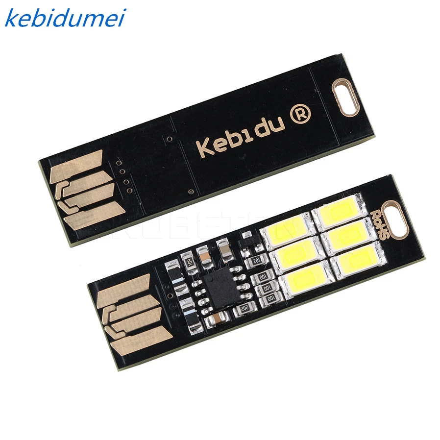 

kebidumei 1pcs Portable Mini USB 6 LED Lamp Bulb 1W 5V Touch Dimmer Warm/pure white Light Night for Power Bank Computer Laptop