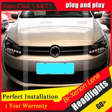 Auto Clud 2011-2012 For vw polo headlights Angel Eyes LED DRL bi xenon lens For vw POLO HEAD LAMPS car styling led bar H7 parkin