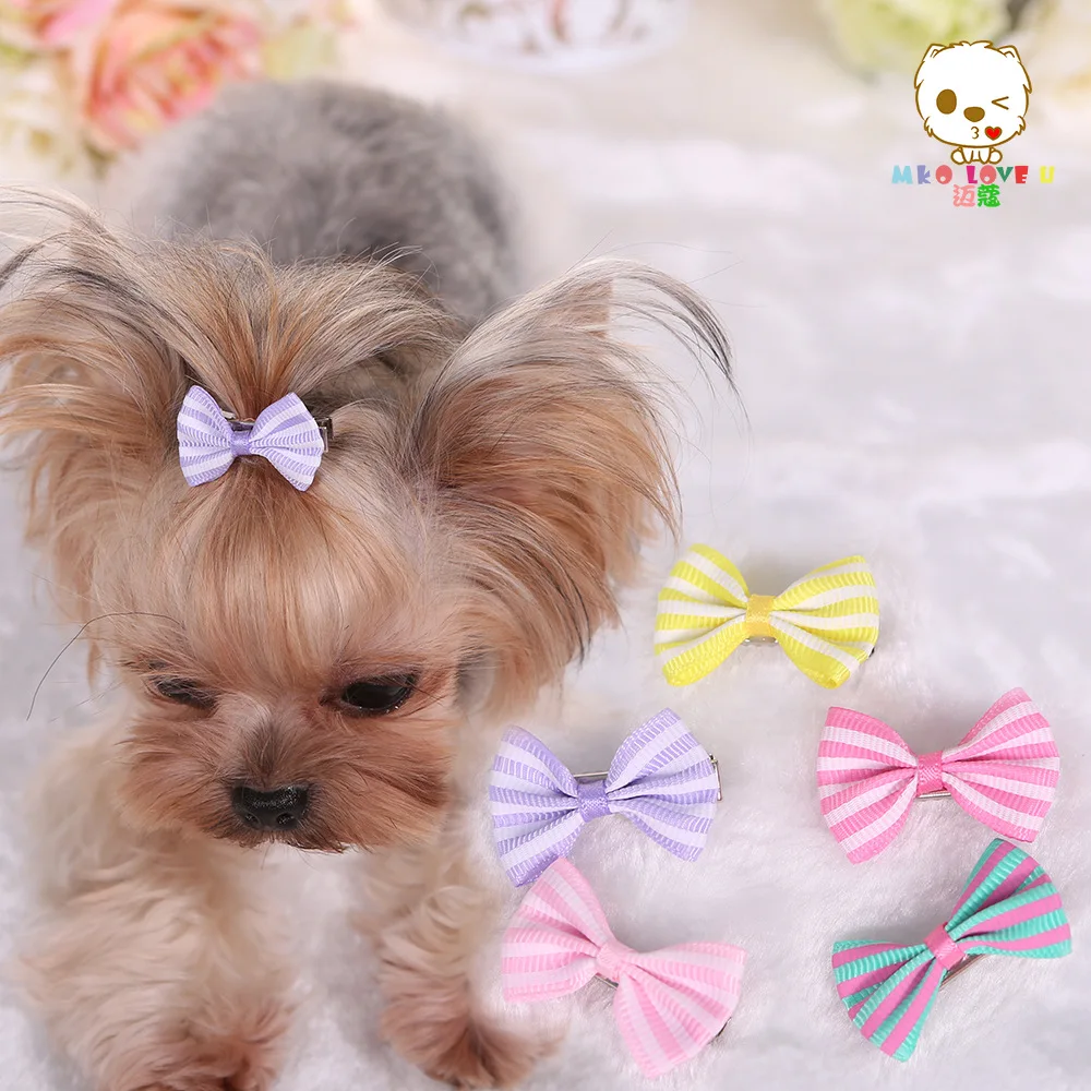 50PCS Handmade Pet Puppy dog cat Hairpin hair bows dog Hair Clips Pet