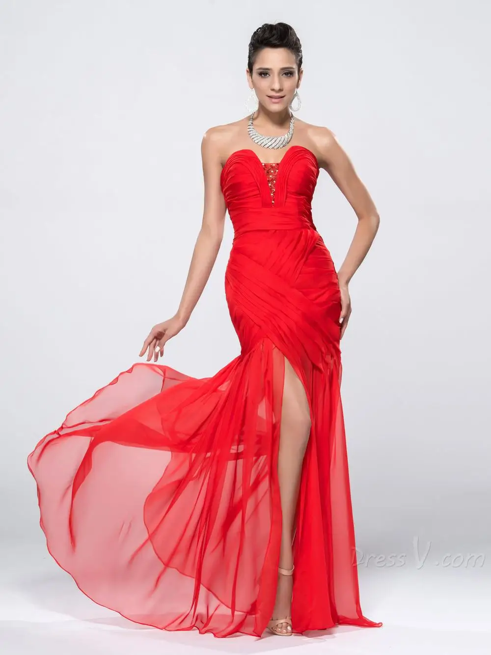 [Christmas Sale] Charming Sequin Beaded Sweetheart Ruched Mermaid Split Front Evening Dress 2015 10987732 | Свадьбы и торжества