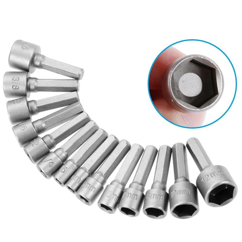 14Pcs Adapter Drill Bits Socket Nut Impact Driver Set 1//4 Inch Hex Shank Tool