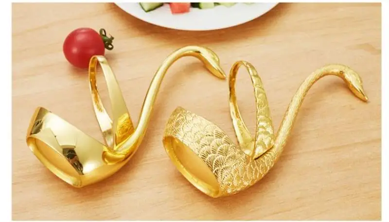 Gold Swan Spoon Fork holder set  (2)
