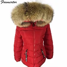 New 2017 Winter Jacket Women Real Large Raccoon Fur Collar Slim Women Coats Female Women’s Jackets Warm High Quality #E939