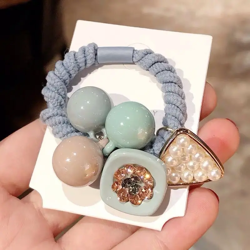 Triangle metal hair rope rubber band color retro hair ring head rope flowers chic elastic hair band fashion hair accessories gum