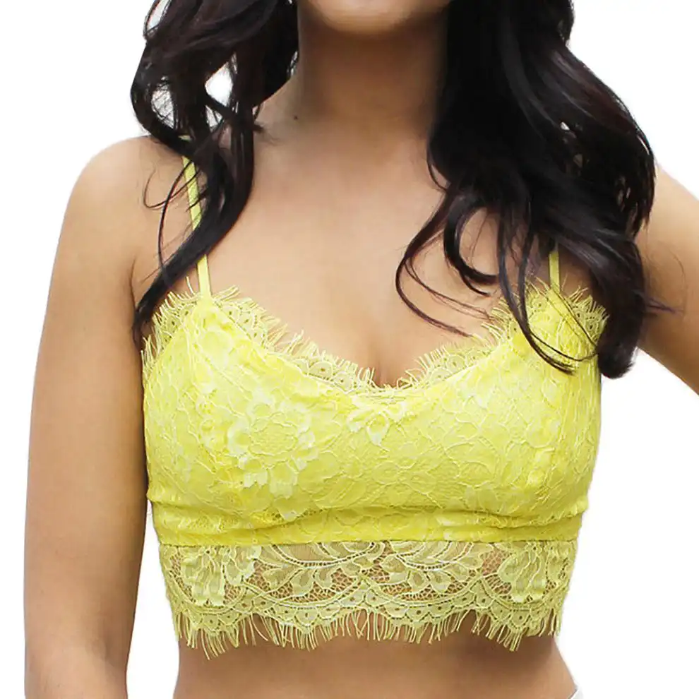 yellow lace crop top