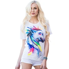 2016 Случайные Футболки Печать Camisetas Mujer Топы о-образным вырезом футболка Милые Тройники Femme WMT006