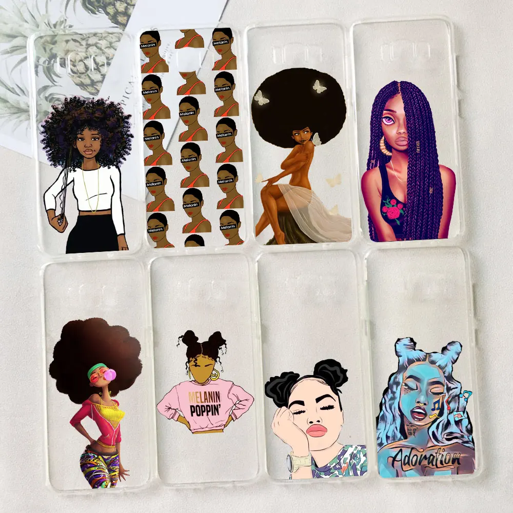 

Black Girl Magic Melanin Poppin phone case for Samsung S10 S9 S8 Plus S6 S7 Edge A5 2017 A6 plus A9 2018 Soft TPU Silicone Case