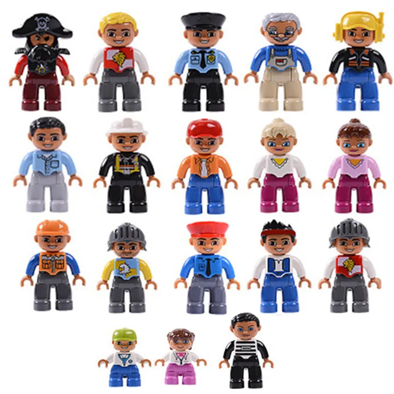 Одиночная Duploe семья профессиональные строительные блоки персонажи фигурки дублированные игрушки для детей рождественские подарки
