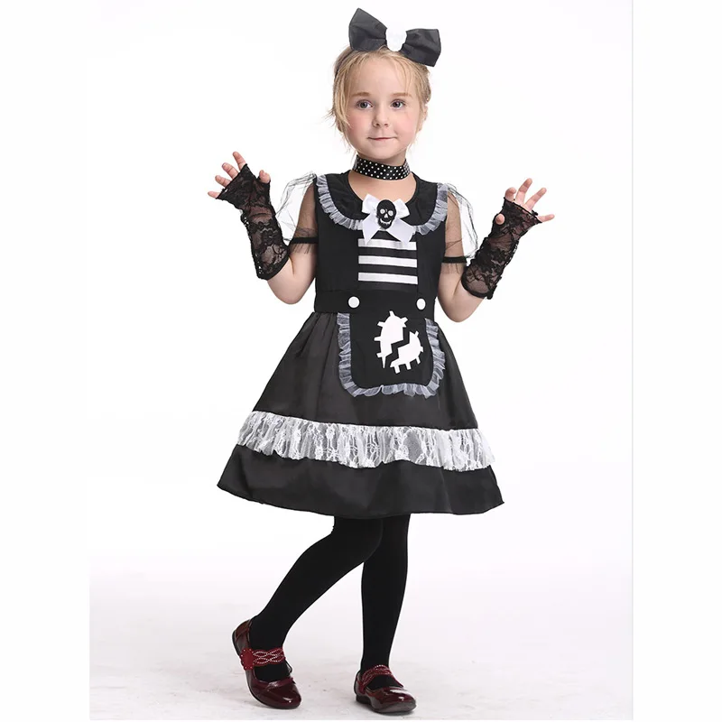 Halloween Costumes for Kids Cosplay Maid costume gloves dress Stage
