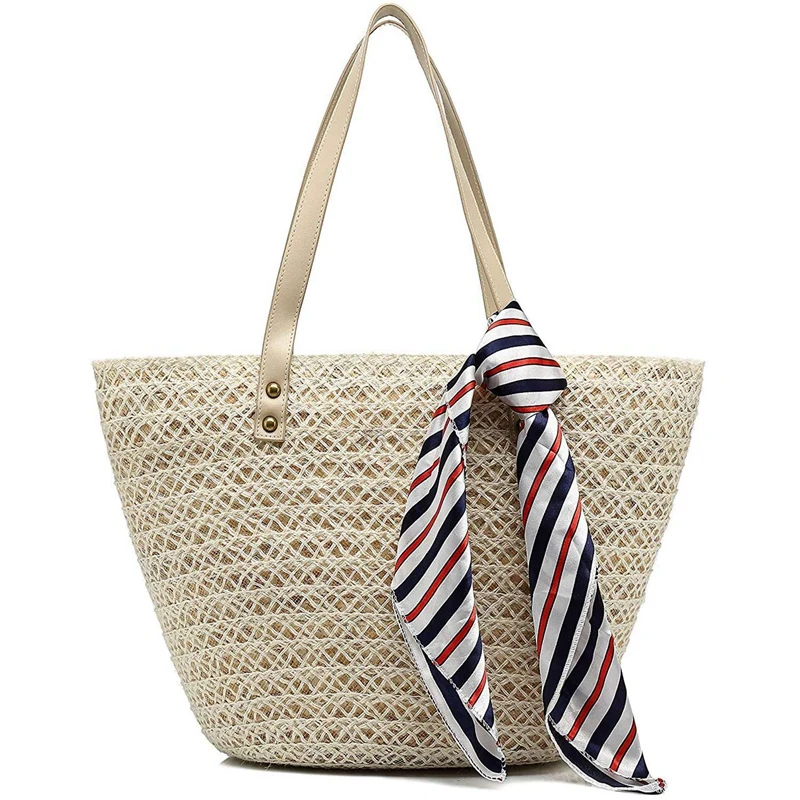 

Straw Tote Handbags For Women Beach Bags Woven Straw Purses Shoulder Bags For Girls Summer Outfits,White