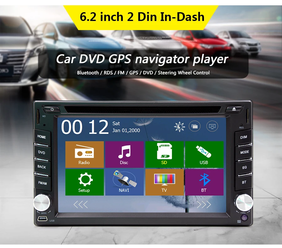 Cheap 6.2" 2 Din  universal Car dvd Player gps navigaton for Nissan/Hyundai Elantra/Sonata/Santa Fe/Verna/Tucson/Accent/I20 1