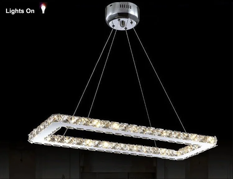 Rectangle Design Moderne Led Lustre En Cristal pour Cuisine Chambre Lustres de Cristal Éclairage