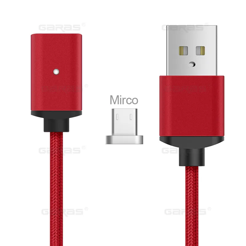 GARAS usb type C/Micro USB/для iphone Магнитный кабель USB-C/type-C быстрое зарядное устройство магнитный кабель для iphone/ipad кабель для мобильного телефона - Цвет: red android