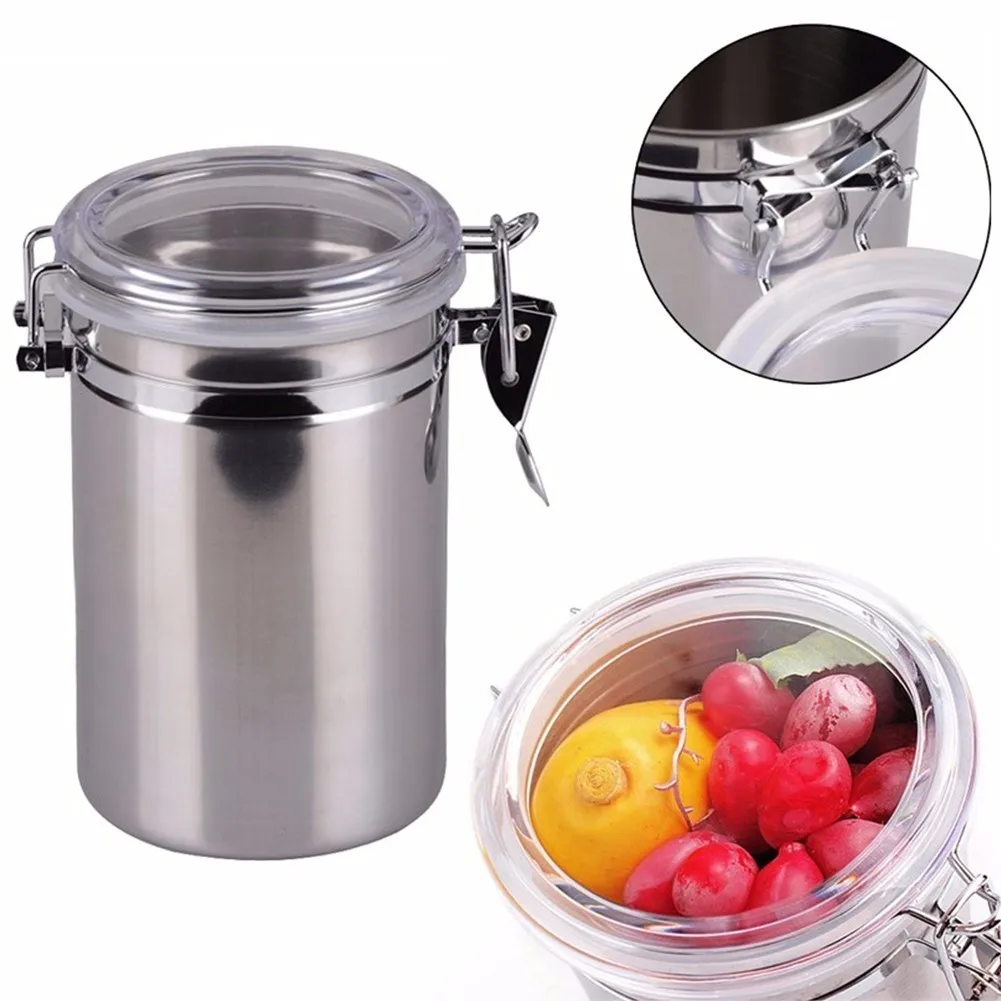 Stainless Steel Sealed Canister Jar Home Coffee Sugar Tea Storage