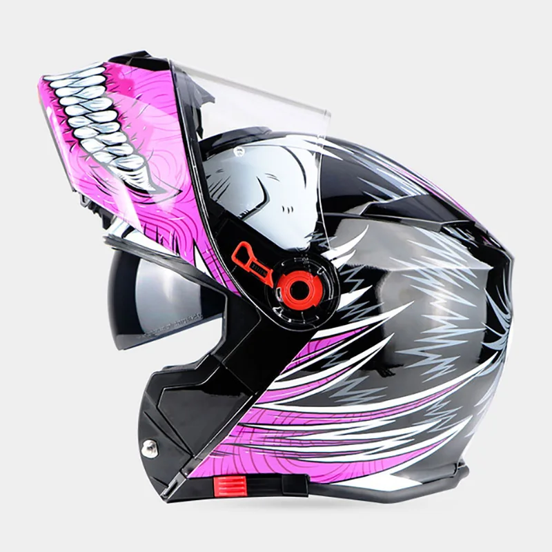 2018NEW Полный лицевой мото rcycle шлем мото для взрослых мужчин cascos capacete Мото Кросс шлем флип-ап шлем крест мото rbike шлемы T271 - Цвет: SMILE - PINK
