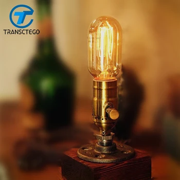 Lámpara de mesa regulable de madera, Bombilla Edison de 220V, para dormitorio, Bar, cafetería Retro, Vintage, luminaria de mesa