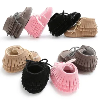 

Toddler Kids Crib Shoes Autumn Winter Warm Soft Sole Prewalkers Newborn Baby Boy Girl Tassels Cotton Anti Slip Shoes 0-18 Months