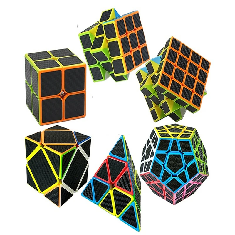 7 kinds Carbon Fiber Stickers Fidget font b cube b font 3x3x3 2x2x2 4 4 4