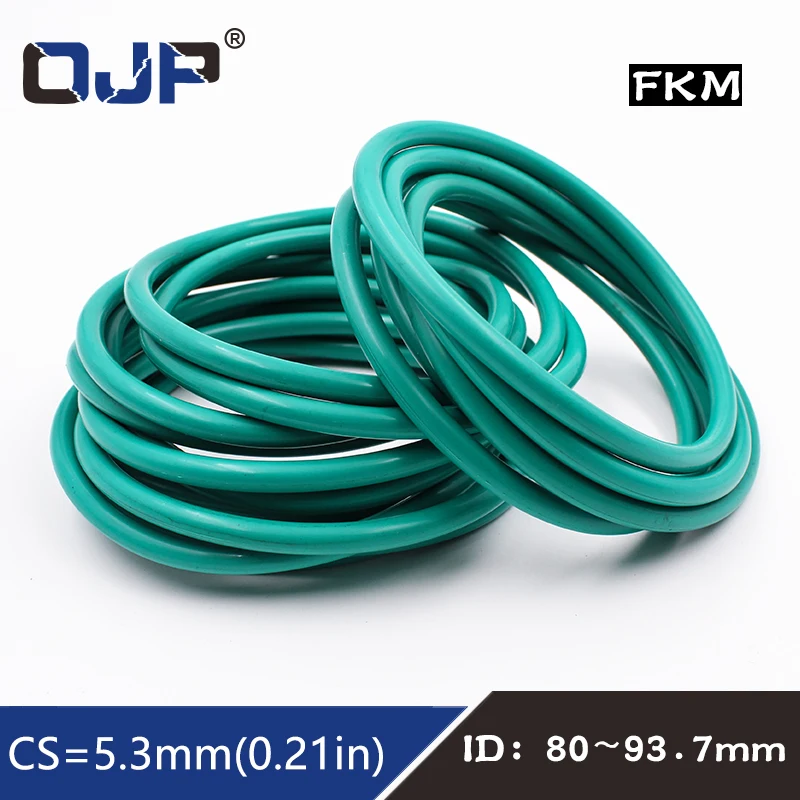 

1PCS/lot Rubber Ring Green FKM O ring Seals 5.3mm Thickness ID80/82.5/85/87.5/90/92.5/93.7mm Rubber Seal Gasket Fuel Sealing