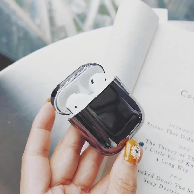 Black Чехол для Airpods 2 чехол s с гальваническим покрытием Жесткий Чехол Для Air pods 2 роскошные золотые противоударные наушники Чехлы аксессуары для кожи - Цвет: Black