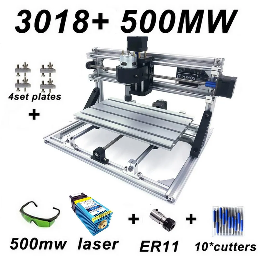 15 Вт CNC3018 гравировальный станок ER11 с 500 МВт 2500 мвт 5500 МВт 15000 МВт Синяя лазерная головка древесины маршрутизатор PCB фрезерный станок - Цвет: 3018 with 500mw Head