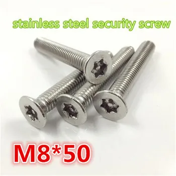 

50pcs 304ss a2-70 m8*50 stainless steel flat countersunk head torx screw with pin security screw