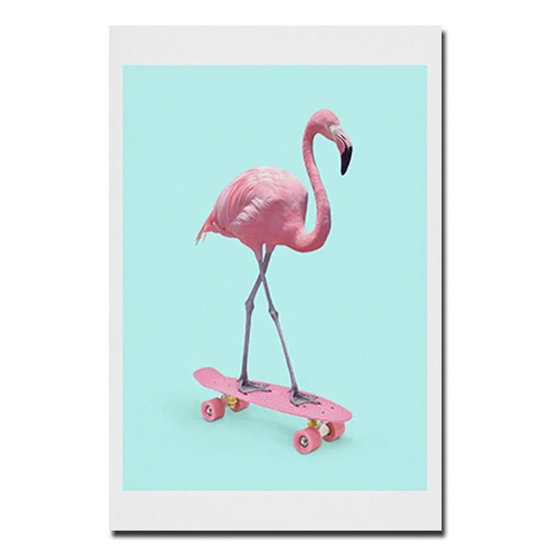 TaaWaa Фламинго ананас Жираф мультфильм постер печатает живопись на холсте, мультфильмы Синий Розовый стены искусства картина для декора гостиной - Цвет: picture3