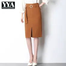 Новинка года; сезон весна; прямые юбки с высокой талией; большие размеры; женские пояса до колена; повседневные юбки; однотонные модные Соблазнительные Юбки с карманами