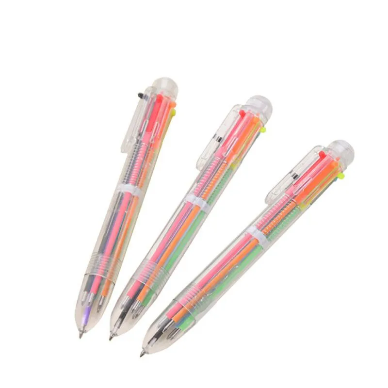 

New Arrival 1pcs Novelty Multicolor Ballpoint Pen Multifunction 6 In1 Colorful Stationery Creative School Supplies