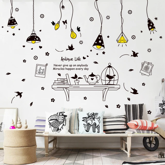 Verwijderbare Zwart Geel Lamp Muurstickers Kamer Woonkamer ... Verwijderbare Zwart Geel Lamp Muurstickers Kamer Woonkamer ...