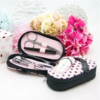 

Free shipping150pcs/lot Nail Care --"Pink Polka Flip Flop" Four Pedicure Set Manicure Set Wedding Gift