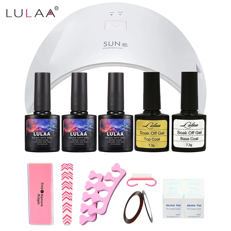 

NAIL ART BASE TOOL 24W UV Lamp & 5 Color soak off Gel nail base gel top coat gel nail polish kit Manicure Sets & Kits