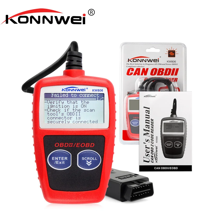 

KONNWEI KW806 Universal Car OBDII Can Scanner Error Code Reader Scan Tool OBD 2 BUS OBD2 Diagnosis Scaner PK AD310 ELM327 V1.5