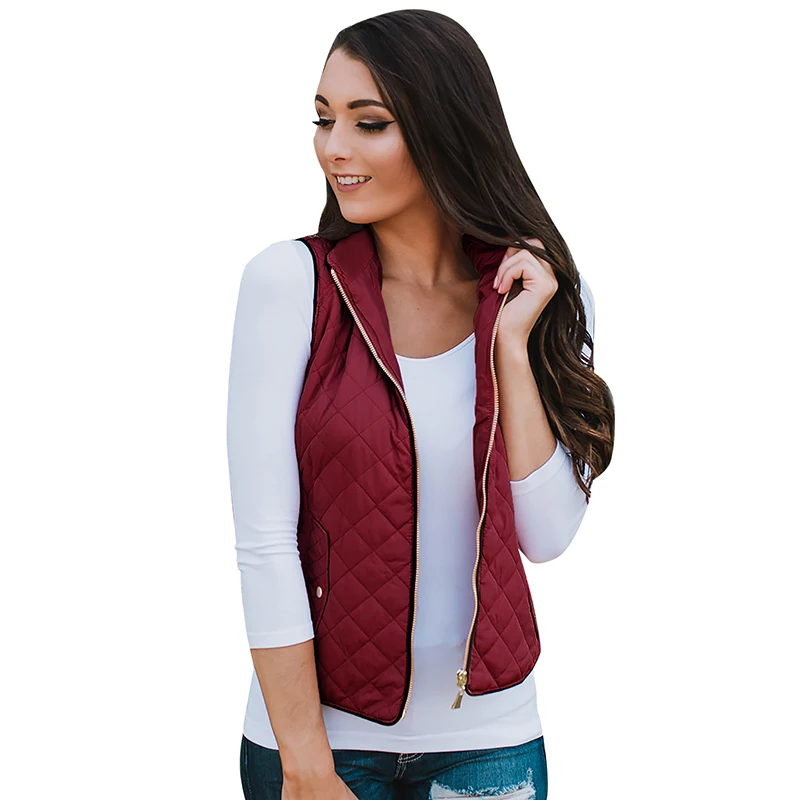 2019 Winter Sleeveless Jacket Women Quilted Jacket Waistcoat Vest Stand