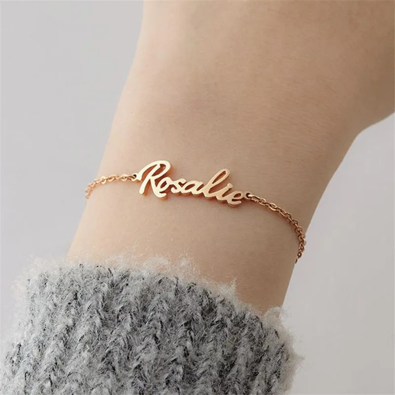

Gold Silver Custom Name Bracelet for Women Customer Design Length Adjustable Bracelets Bangle Special Persoanlized Jewelry Gift