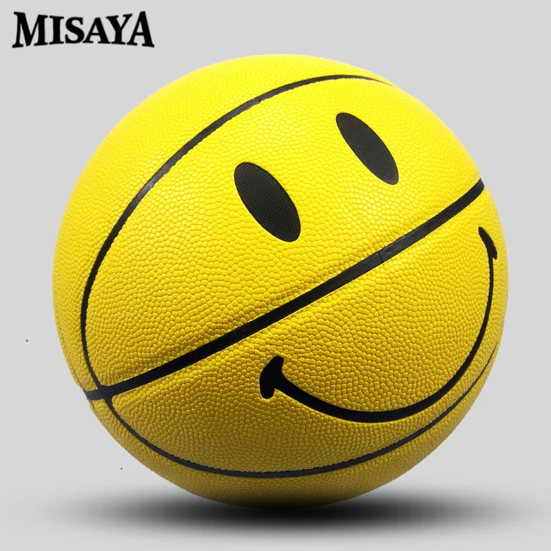 

No. 4, No.5, 7 smiling face youth basketball PU Materia Official Size7 Basketball Free With Net Bag+ Needle