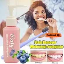 30 мл пищевая Сода зубная паста удаление пятен отбеливающая зубная паста борьба кровотечение десны Свежая Черника бутилированная зубная паста