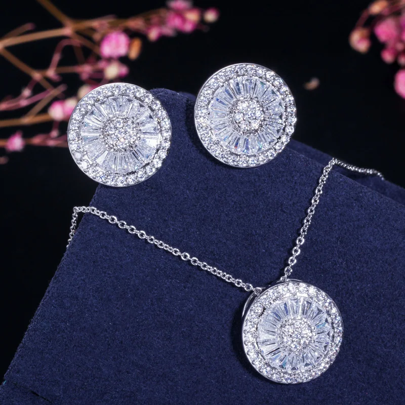 Цепочка с подвеской и серьги фианитами T039|fashion jewelry set|jewelry setsjewelry sets fashion |