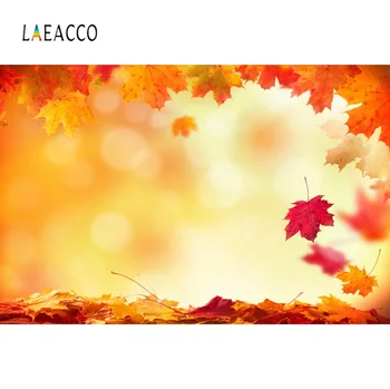 

Laeacco Autumn Fallen Leaves Yellow Maple Polka Dots Light Bokeh Baby Portrait Background Photography Backdrops For Photo Studio