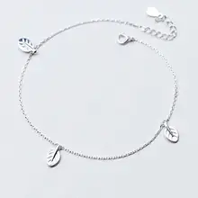 1 шт. реальные. 925 стерлингового серебра Fine Jewelry лист ножной браслет jewely Дамская молодой GTLS471