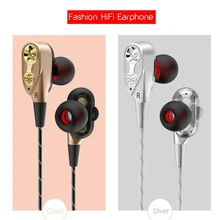 50 шт. двойной блок наушники для водителей в ухо наушники бас сабвуфер стерео с микрофоном спорт HIFI наушники игровая гарнитура для iphone