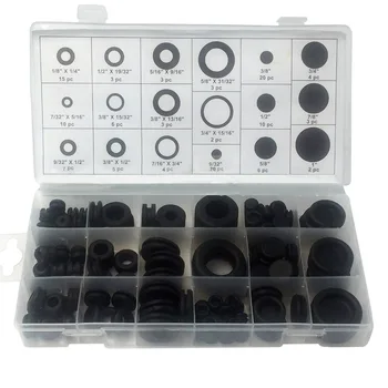 

125pcs Black Rubber Grommet Assorement Kit Set Firewall Electrical Wire Gasket Washers Tools For leaky faucets hoses