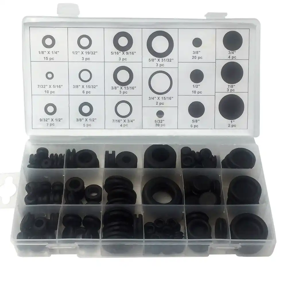 125pcs Black Rubber Grommet Assorement Kit Set Firewall Electrical