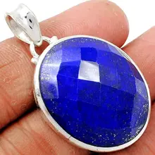 Подлинная ляпис-лазурь кулон 925 пробы серебро 42 мм AP1262