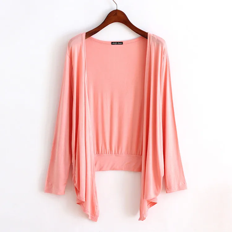 Makuluya весна осень лето женский кардиган тонкий модальный карамельный цвет длинная верхняя одежда солнцезащитный крем большой размер нерегулярные шаль пальто QW - Цвет: Pink