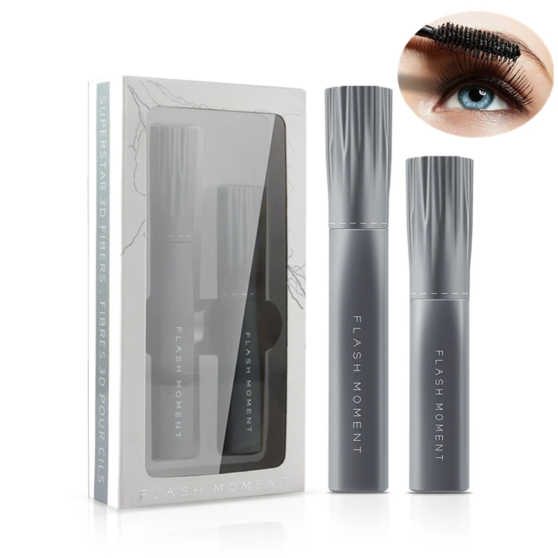 

FlashMoment 2pcs/set 4D Silk Fiber Rimel Mascara Makeup Magic Black waterproof Eyelash Extension Lengthening Volume Cosmetics
