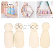 Dopee 10 шт. 55 мм мужские или женские деревянные колышки для кукол Неокрашенные Фигурки свадебный торт семья твердые деревянные куклы детские печатные DIY игрушки